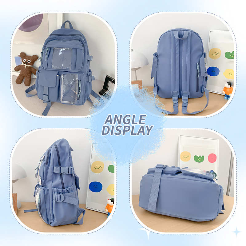 New Cute Nylon Backpack for Girls, Schoolgirls and Ladies, Multi-Pocket Student School Bag