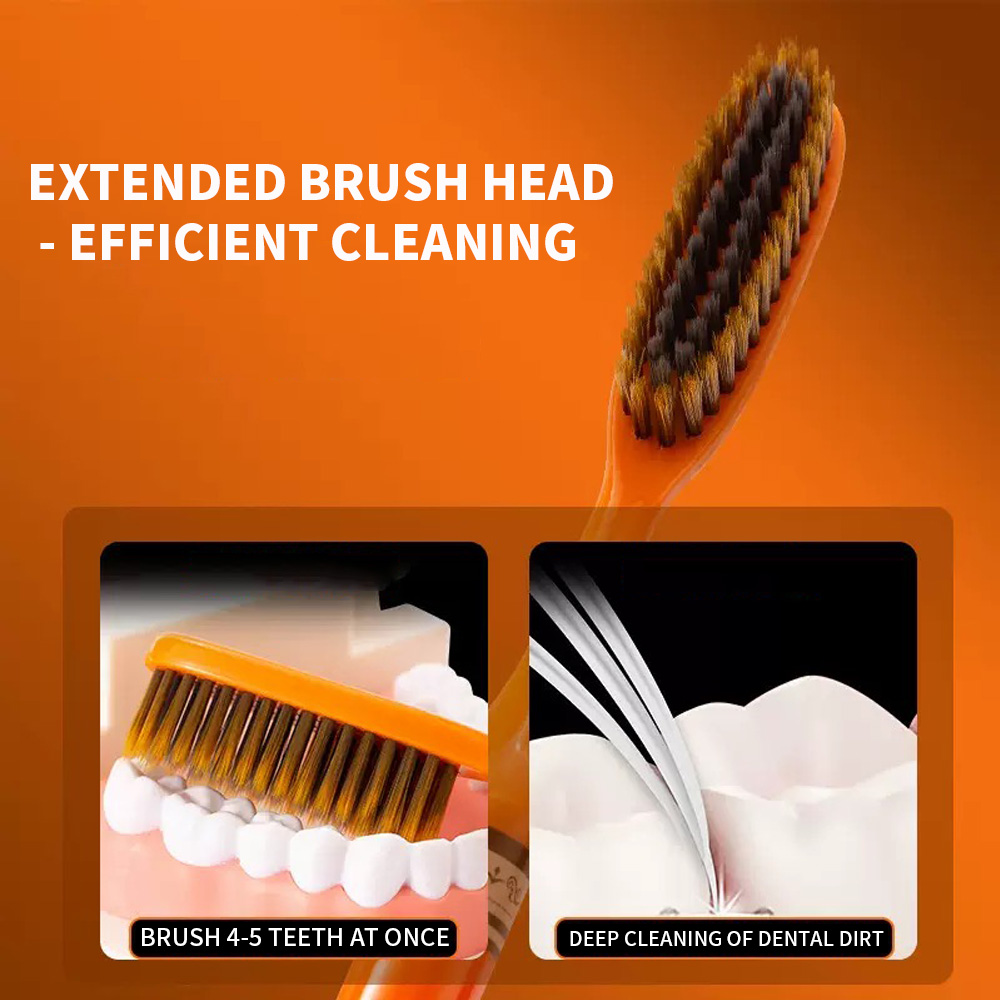 6PCS High end Big Head Long Handle Toothbrush, Efficient Cleaning, Family Set