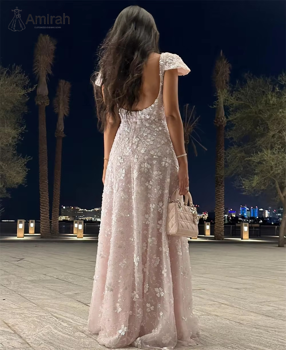 Amirah Line A robe de bal sur mesure robes d'occasion sur mesure pour les Occasions spéciales dentelle fleurs brillant robe de soirée robes de bal