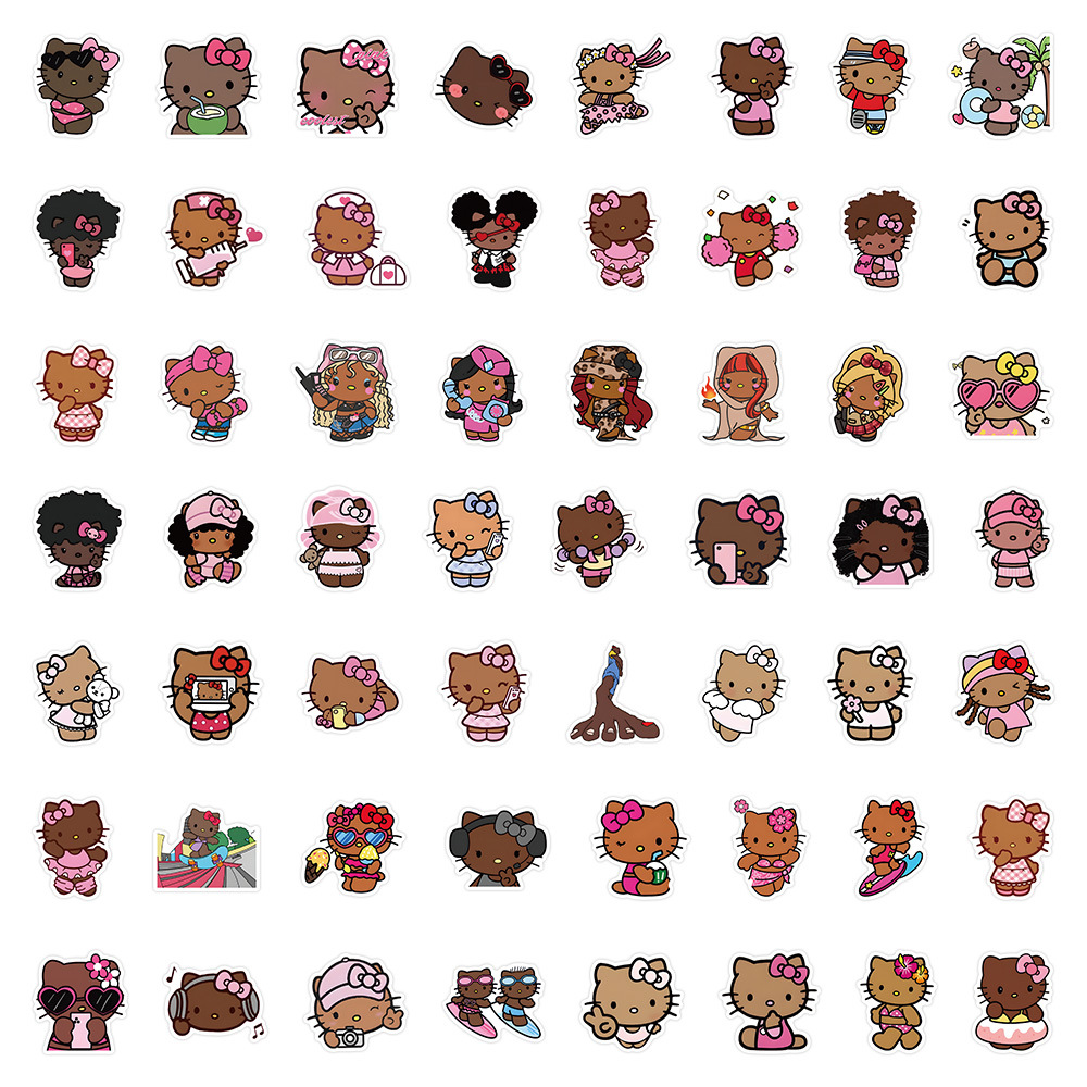 10/30/56 шт., милая черная кожа, наклейка с рисунком «Hello Kitty», украшение «сделай сам», ПВХ, водонепроницаемый скейтборд, тетрадь, граффити, игрушки