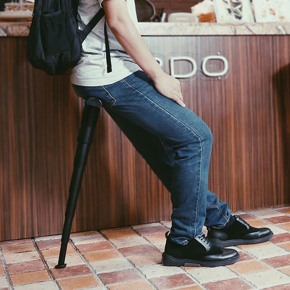 Portable Folding Chair Gifts Adjustable Plastic Subway Telescopic Stool Black Compact Lightweight High Chair