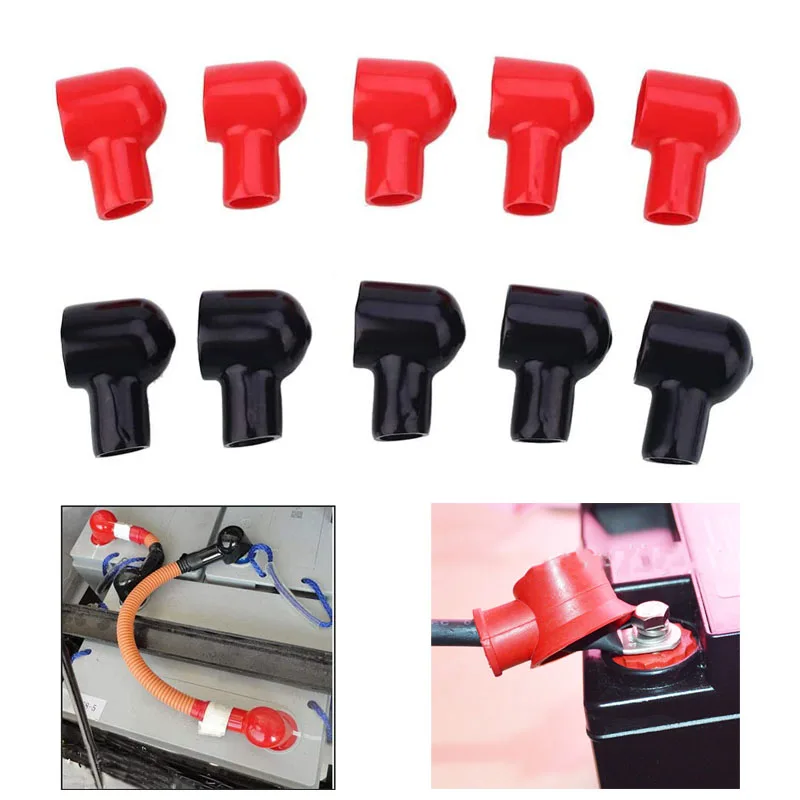 Cubierta aislante para batería de coche, tapa protectora de terminal de Cable de PVC de 20x12MM de goma redonda, color rojo y negro, 8 Uds.