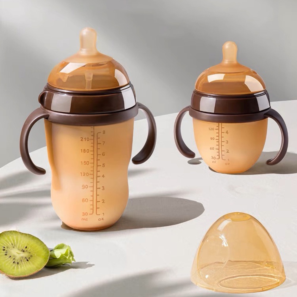 Mamadeira de silicone sem BPA, adequada para 0-36 meses, 150ml/240ml, imita a experiência de amamentação