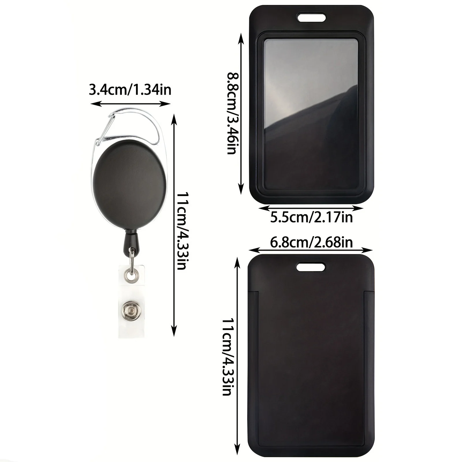 Porta carte da 1/2 set Porta badge identificativo con moschettone resistente Set di clip per bobine Supporti verticali retrattili Donna Uomo