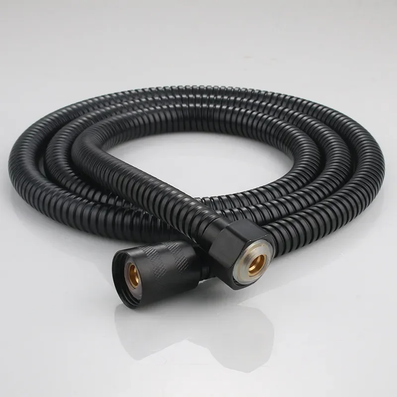 1 pçs 1.5m de aço inoxidável preto mangueira extensão tubo banheiro chuveiro tubo extensão tubo água gaveta acessórios do banheiro