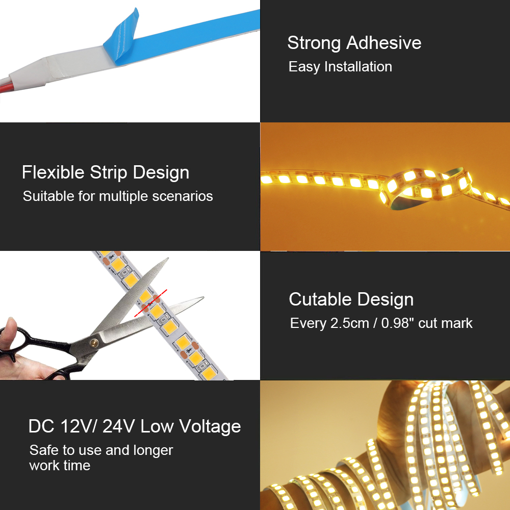 LED 스트립 조명 5054 5050 2835 RGB SMD 120led 60LED 240LED 5630 방수 유연한 LED 테이프 홈 데코용, 12V 5M, 9 색