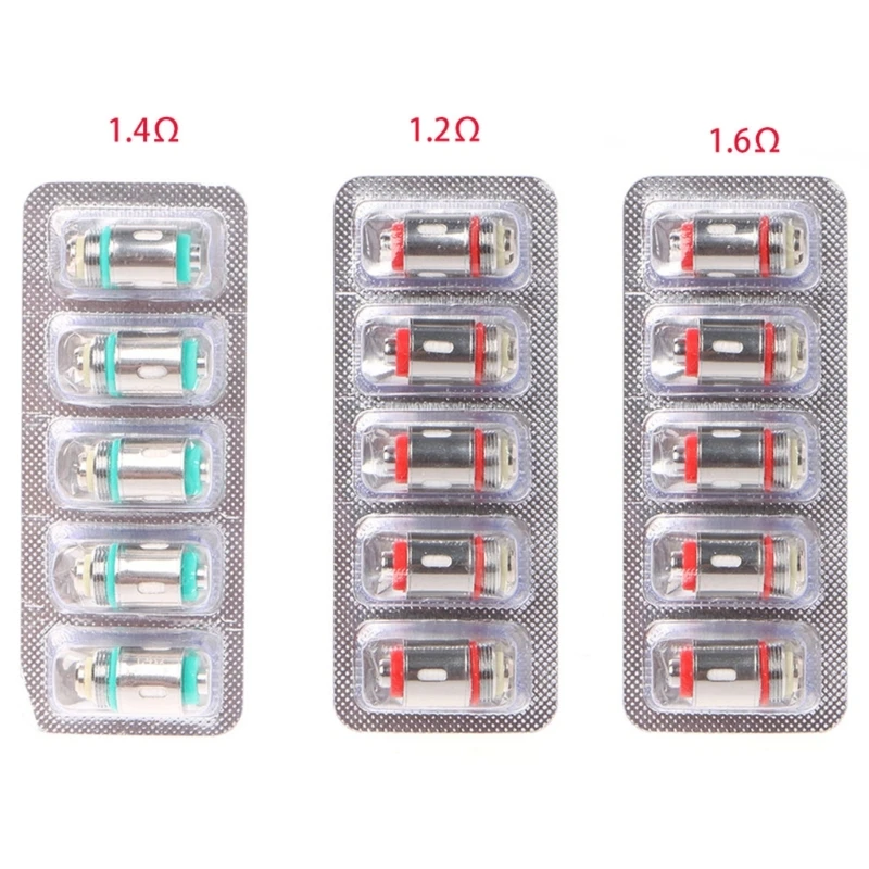 5 unids/set cabezales bobina repuesto para JUSTFOG Q16 Q14 S14 C14 1,2/1,4/1.6ohm