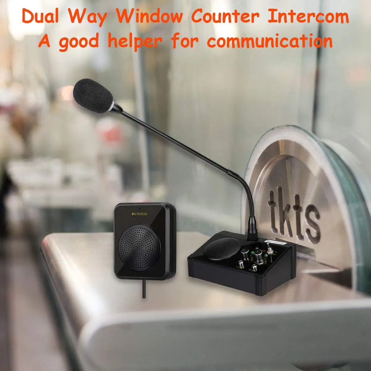 Retekess Dual Way Window Counter Intercom System, Interphone para Restaurante, Banco, Escritório, Loja, Estação, Clínica, TW106, 5W