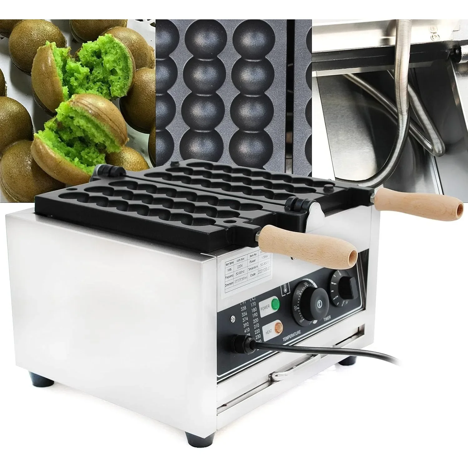 Edelstahl Waffeleisen Blase Waffeleisen 1500 Watt Elektrische Blase Waffeleisen Maschine Kommerzielle Antihaft-Pfanne