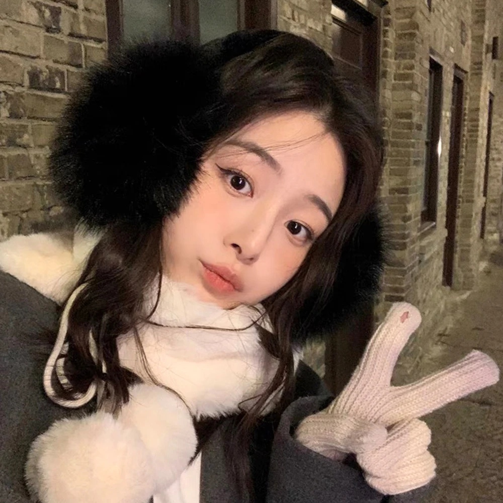 겨울 따뜻한 귀마개 여성을위한 흰색 스웨이드 플러시 귀마개 접이식 부드러운 두꺼운 귀마개 귀여운 간단한 Earlap 액세서리 귀마개