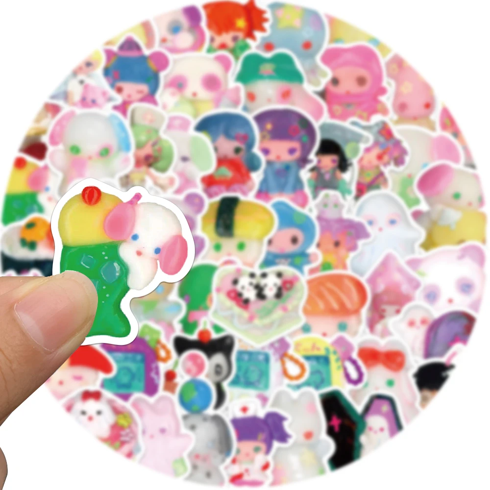 3Dクリスタルクレイの女の子のステッカー,スーツケースの装飾,冷蔵庫のボード,荷物のステッカー,子供のおもちゃ,56個