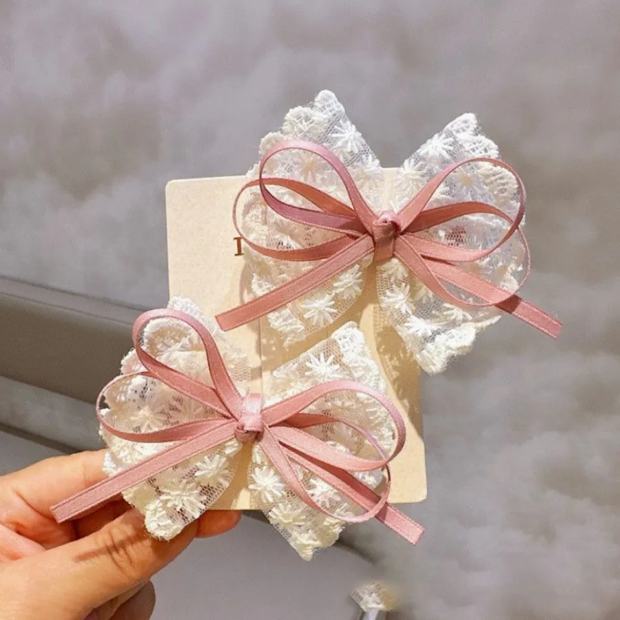 Estilo coreano laço de renda crianças headwear com temperamento da menina laço grampo de cabelo pesado artesanal high-end headwear cabelo cl
