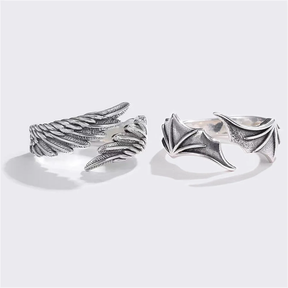 Anime Engel Dämon Paar Ringe für Frauen Männer Mode Tier verstellbar offener Ring Versprechen passende Paar Ring Party Geschenke