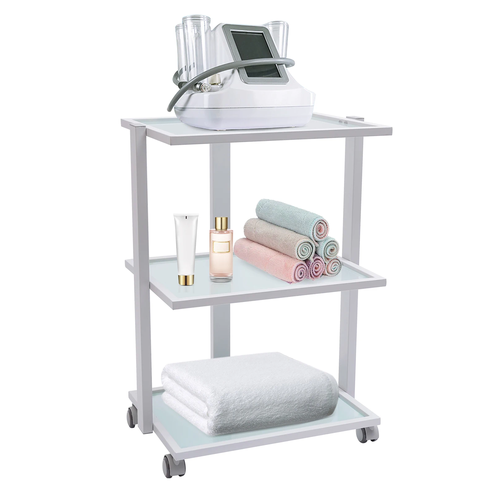 Salon Trolley Rolling Cart Beauty Tray Treatment Instruments Machine Organizer on Wheels 3 Tiers