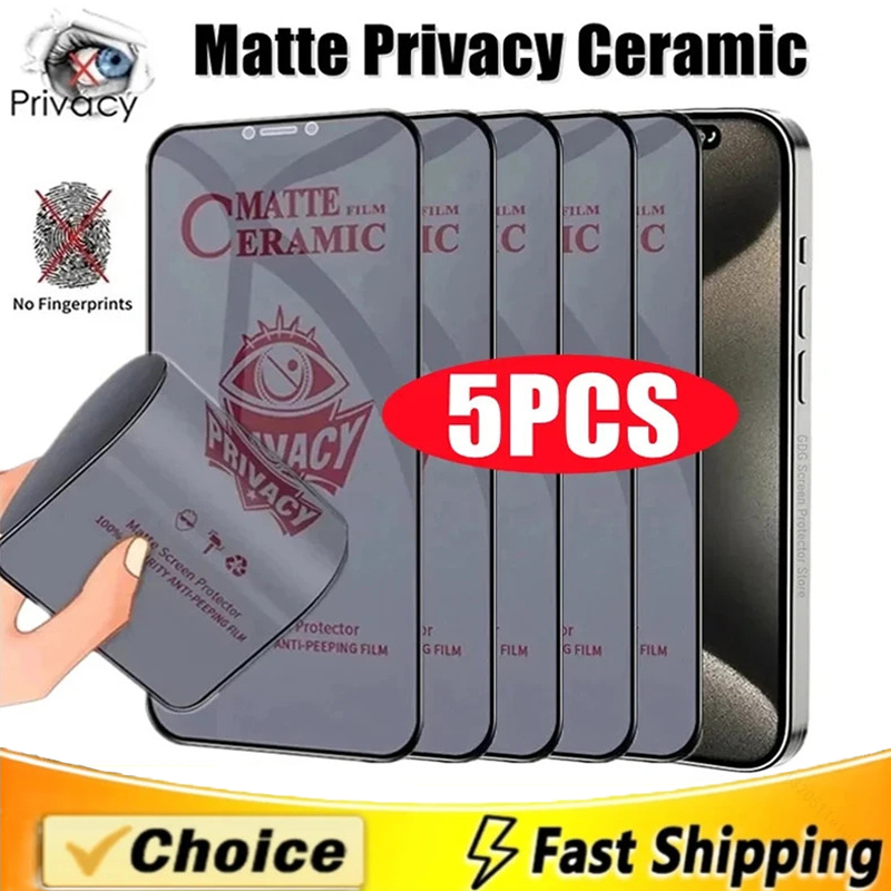 5 шт. матовая керамическая защитная пленка для экрана для iPhone 14 11 12 13 15 Pro Max Mini антишпионская пленка для IPhone 16 15 Plus XR XS MAX