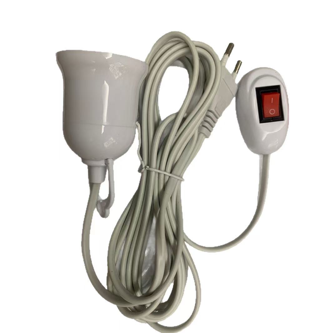 5/10m Lamp Bases Universal With Switch Led Bulb Socket Adapter E27 Screw Lamp Holder Accessories Tools Two Plugs Suspension