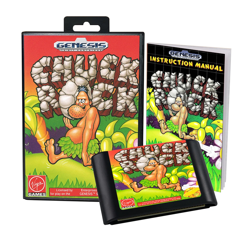 Kartrid game Retro Chuck Rock 16bit untuk konsol video game Sega Genesis Megadrive