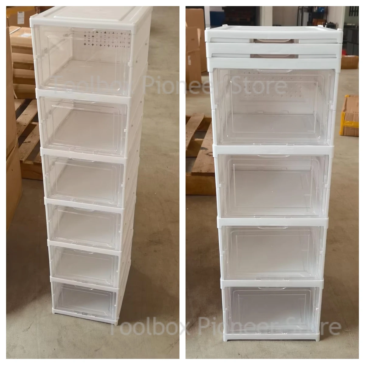 3/6 Layers Shoes Box Foldable Sneaker Shoe Storage Box Stackable Transparent Dustproof Cabinet Shelf Shoe Rack Organizers