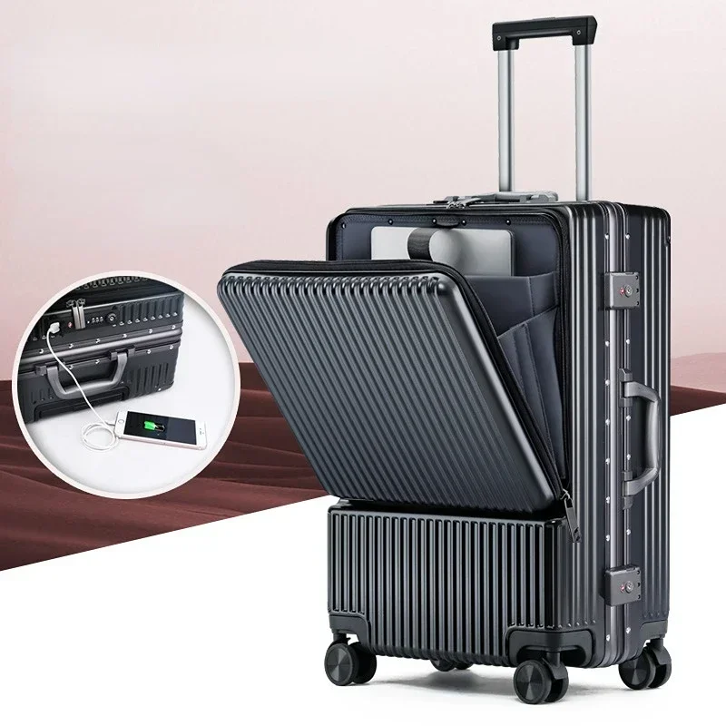 Mode Trolley Koffer Große Kapazität Koffer Passwort Box Reißverschluss Reisegepäck Business Multifunktions Front Taschen