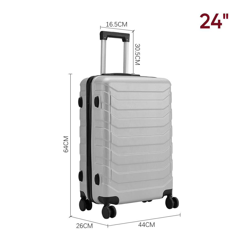 Grey Rolling Hardshell Luggage Travel Suitcase, 24"