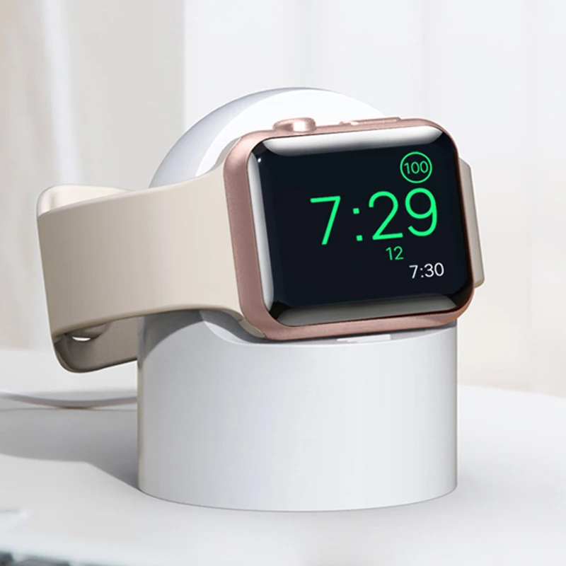 Supporto caricabatterie per Apple Watch Series Ultra/8/SE2/7/6/SE/4/3 49mm/45mm/44mm/42mm/41mm/40mm/38mm Modalità comodino in silicone durevole