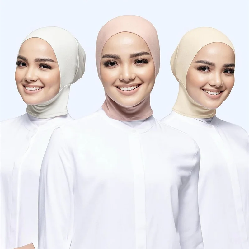 Boné interno muçulmano hijab para mulheres sólido underscarf hijab undercap cachecol turbante chapéu islâmico muçulmano hijabs pronto para usar headcover