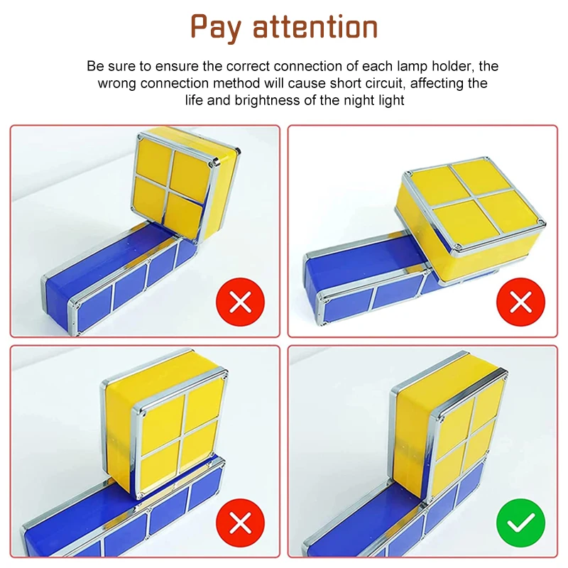 Luz nocturna apilable DIY rompecabezas novedad LED 7 colores 3D Tangram luz hogar dormitorio lámpara de escritorio niños adolescentes regalo de cumpleaños Ideal