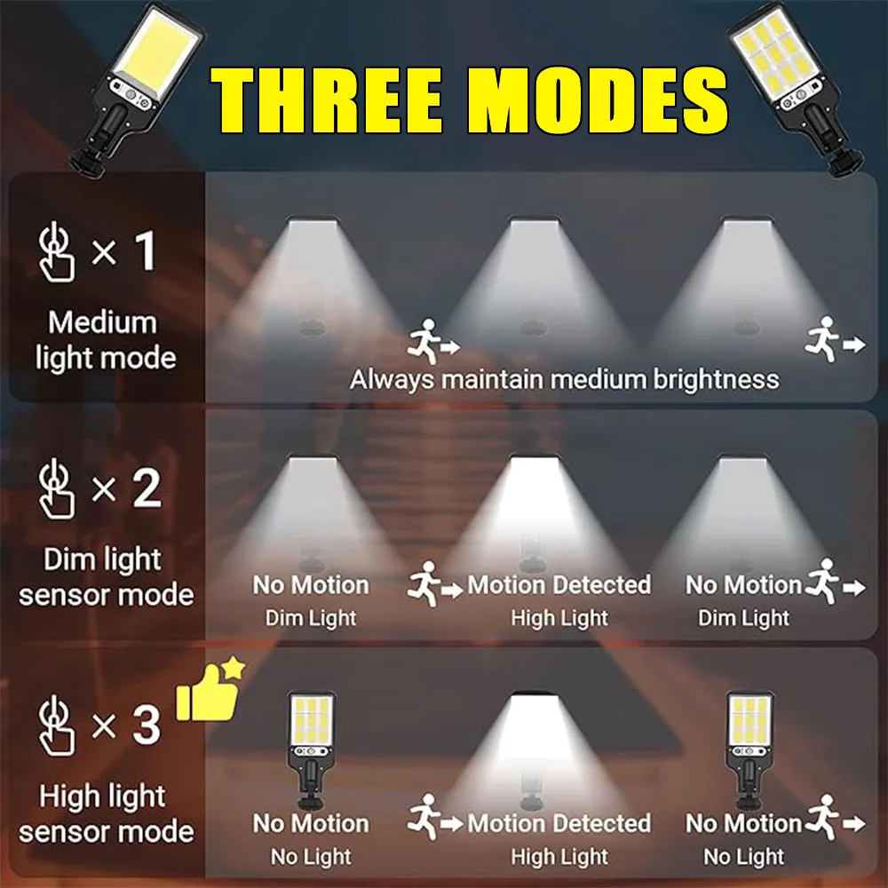 Farolas para puerta de garaje, lámpara Solar de pared de inducción inalámbrica para exteriores, Sensor de movimiento con 3 modos de iluminación, jardín, Patio, camino