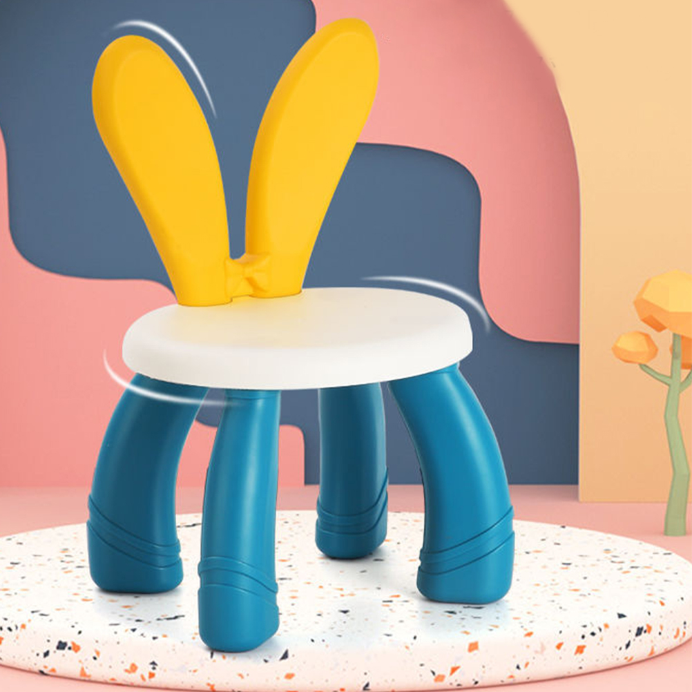 Rabbit Ears Bench Kids Footstool Children's Dresser Kindergarten Chairs for Table Plastic