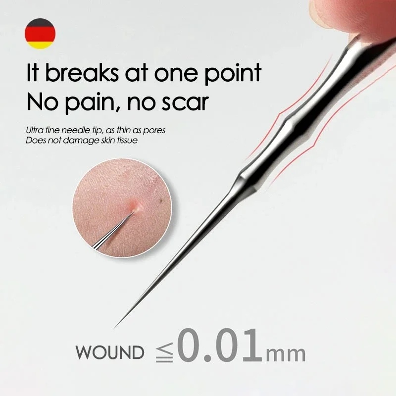 Nueva aguja alemana para eliminar espinillas y acné, pinzas con Clip para espinillas, artefacto de belleza, Extractor de imperfecciones, herramienta de aguja