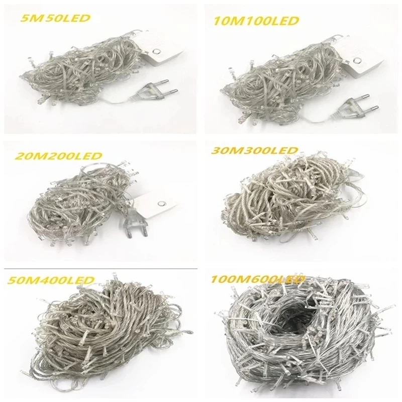 String Fairy Lights AC 220V EU Plug 10M 20M 30M 50M 100M LED Holiday Wedding Christmas Decoration Waterproof LED Garland