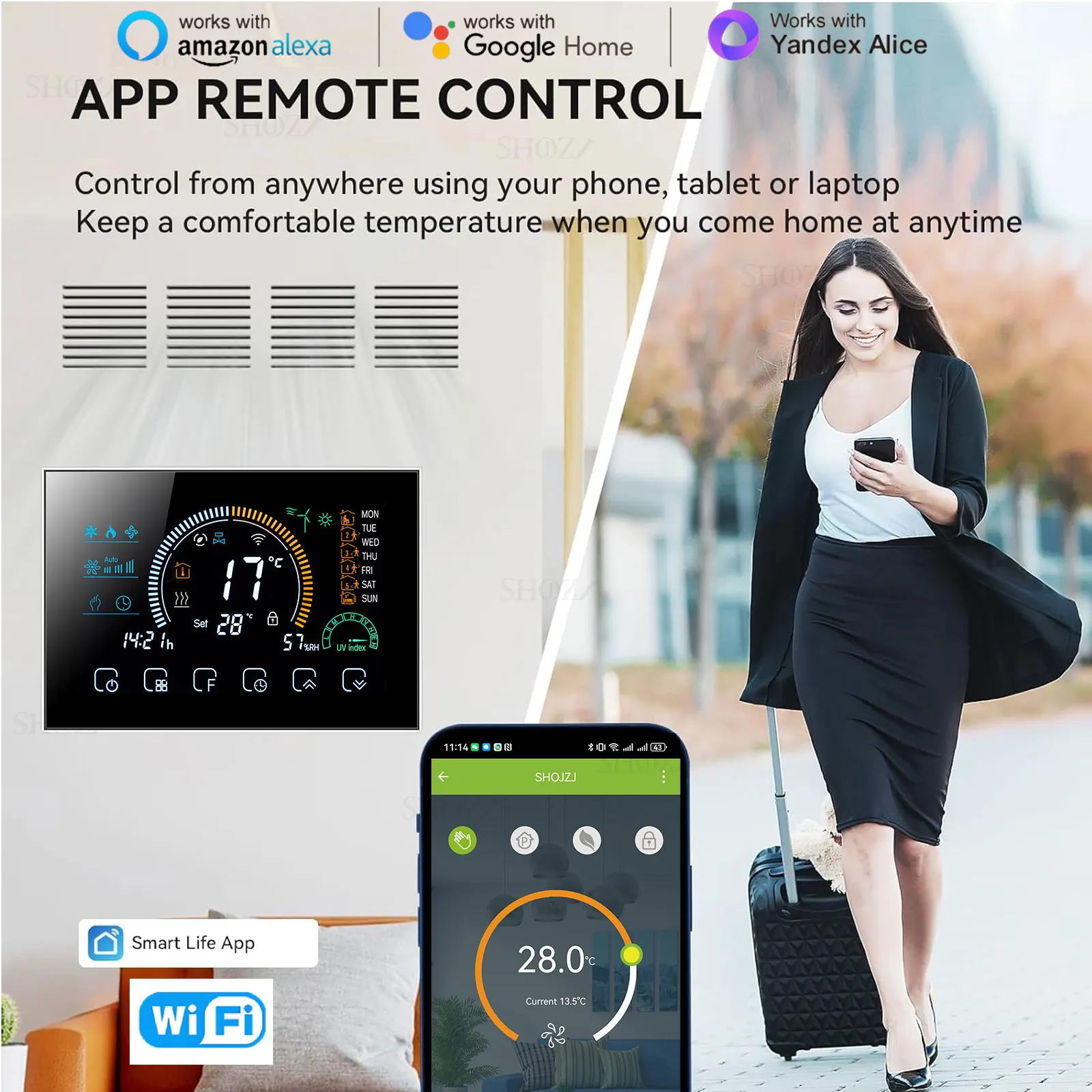 TUYA WIFI/RS485 Modbus RTU termostato programable para Control válvula de 2/4 vías calor/sistema de aire frío HAVC 24V/220V