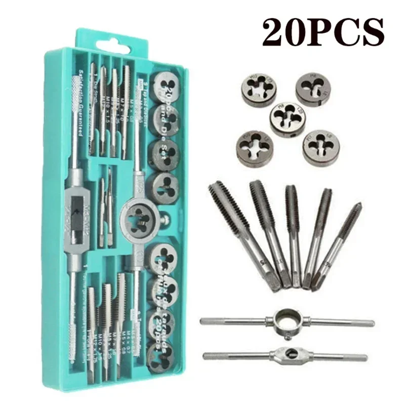 2025 Nuovo 8/12/20 Pz Maschio A Mano Metrico e Die Set Vite Filettatura Spine Dritto Conico Alesatore Strumenti M3-M12
