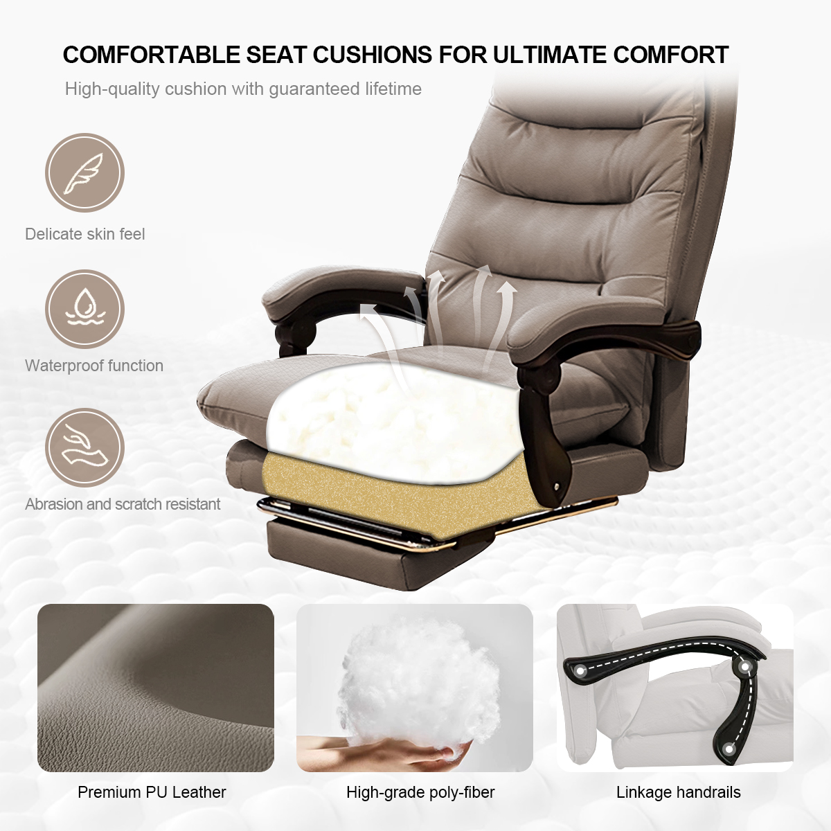 Comfortable Office Chair High Back Executive Desk Chair Leather Computer Gaming Chair Swivel Office Chairs with Footrest