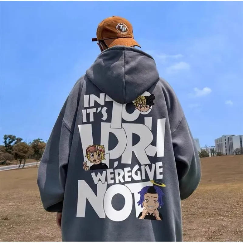 8xl moletom com capuz solto ajuste hip hop na moda cantor alfabeto americano roupas masculinas e casal moda