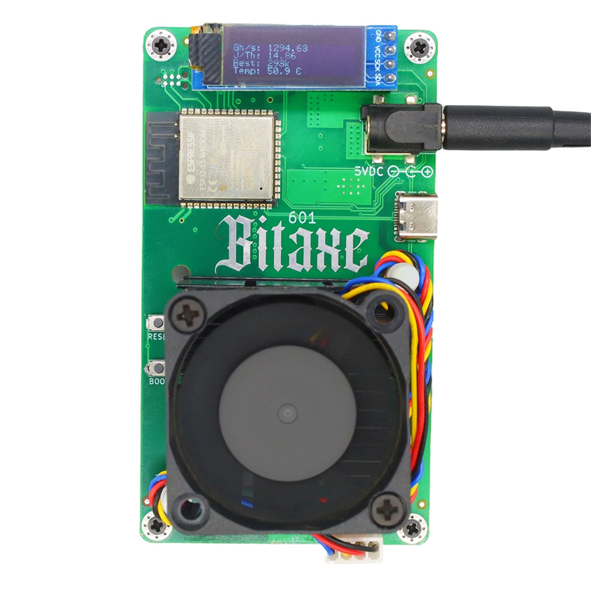 BABQ Bitaxe Gamma 601 Solo Miner 1.2TH/S 18W BM1370 van Antminer S21 Pro Asic Bitcoin BTC Miner met standaard EU-PLUG