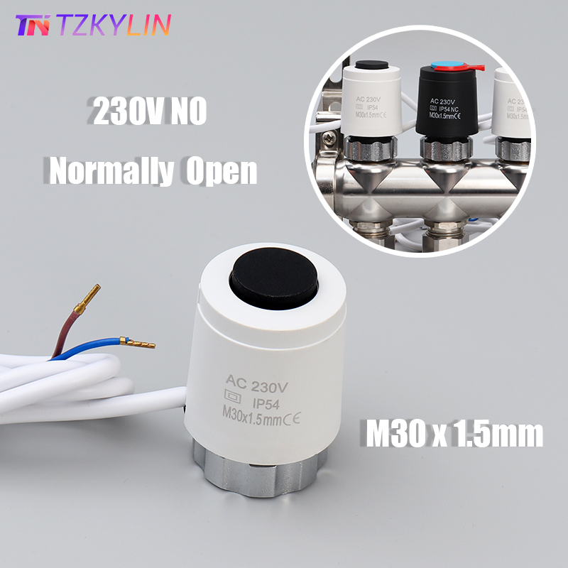 Клапан нагрева пола, нормально открытый, без переменного тока, 230 В, электрический тепловой привод, коллектор для теплого пола, термостат M30x1.5