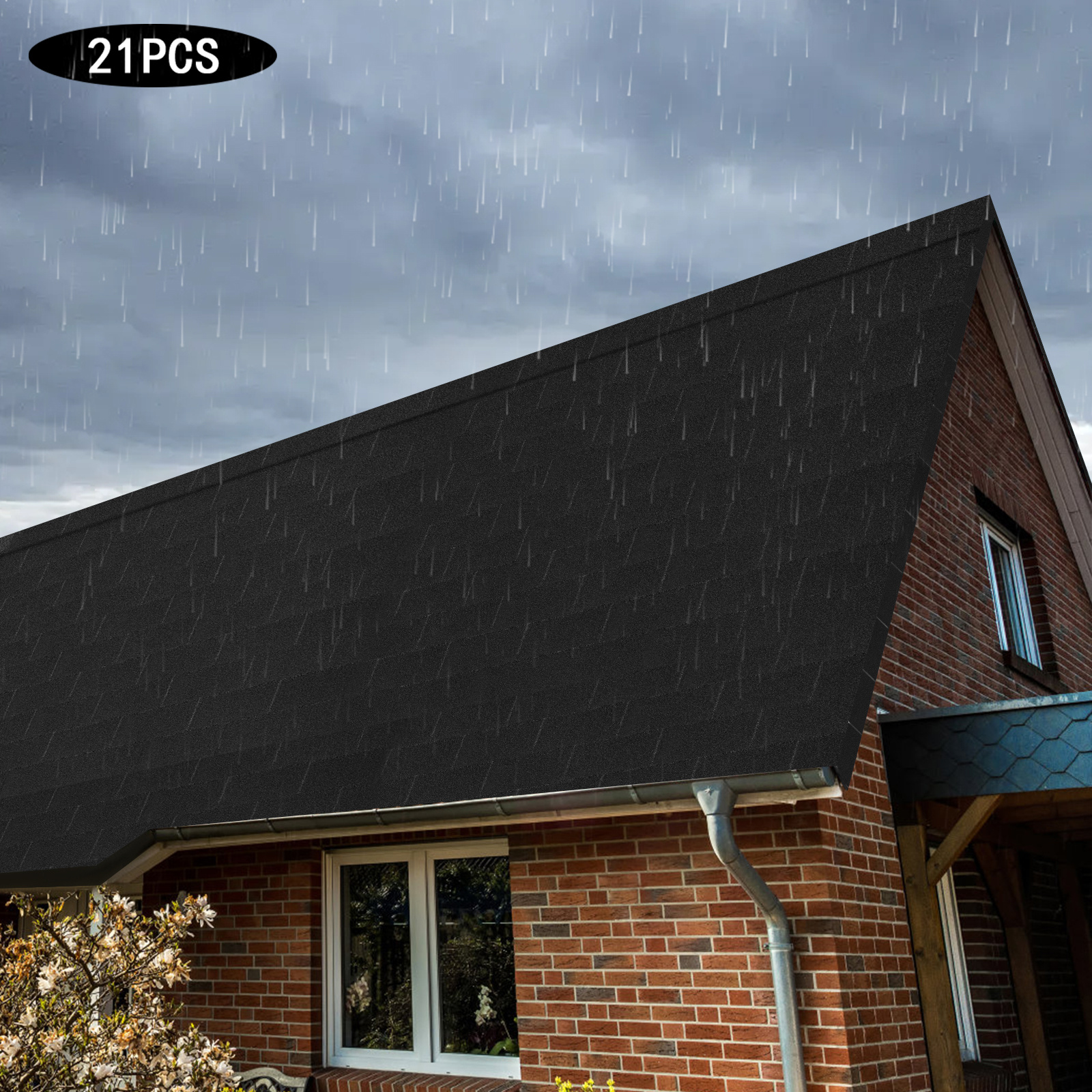 21 piezas de baldosas de asfalto de 100 * 33,3 cm con un espesor de 2,7 mm - Negro de carbón Negro