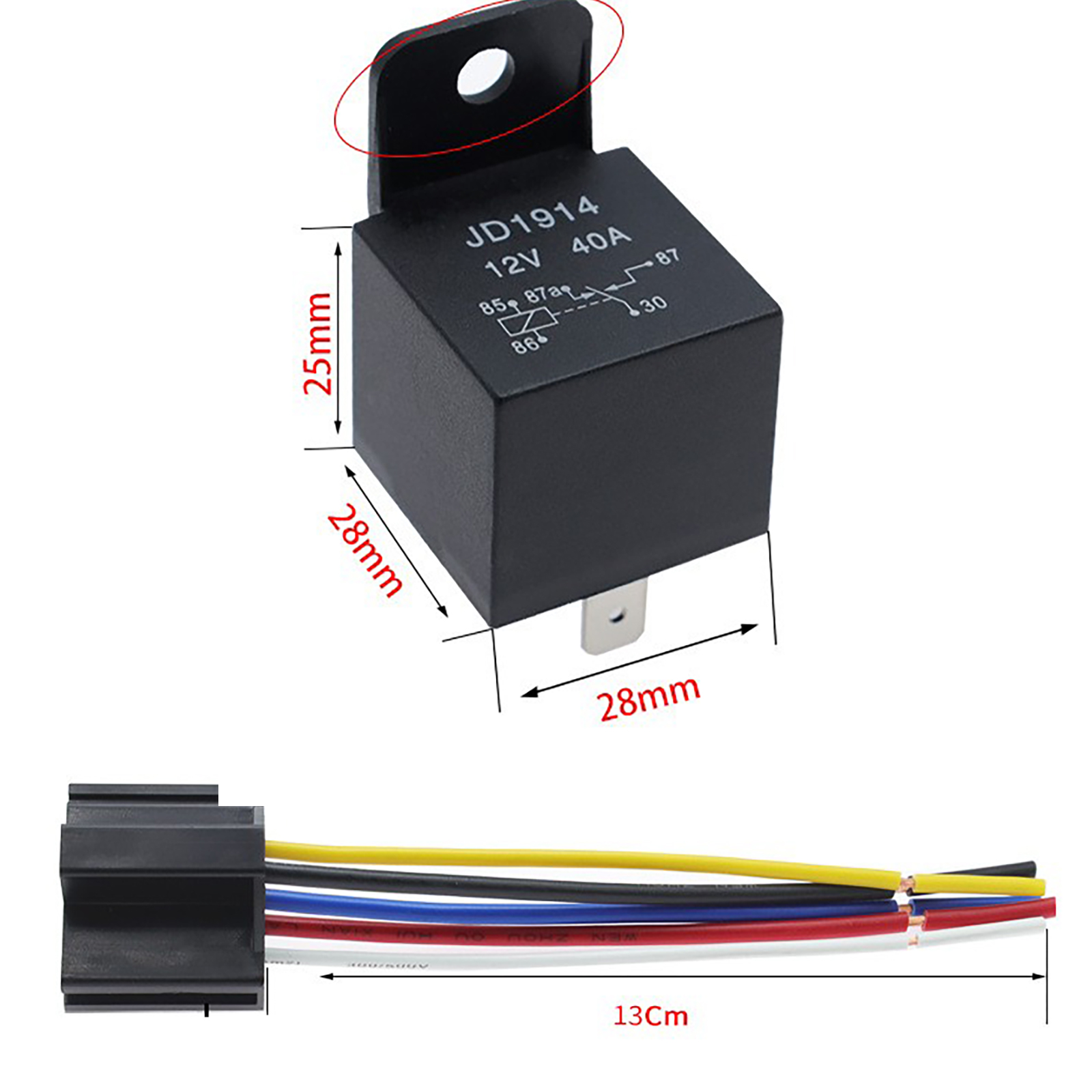 5 Stuks Automotive Relais 12V Of 24V 5Pin 40A Auto Relais Met Zwart Rood Koper Terminal auto Relais Socket Spdt Harnas Kabel