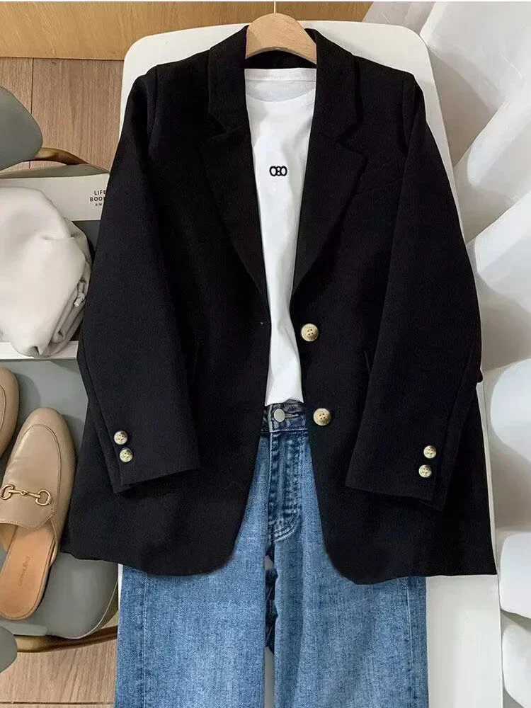 Blazer mulher primavera/outono nova moda coreana casacos senhora do escritório outerwear jovem mulher roupas elegantes blazers