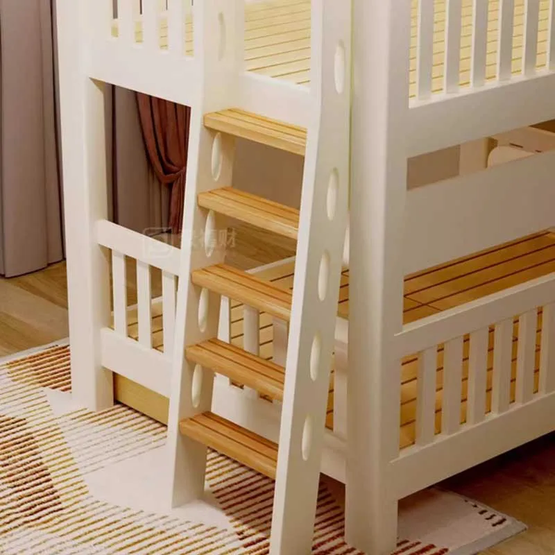 子供用無垢材の二段ベッド,10代の二段ベッド,平行でモダンなダブルベッド,同じ幅,高いベッドルームと低いベッドルーム,北欧の家具
