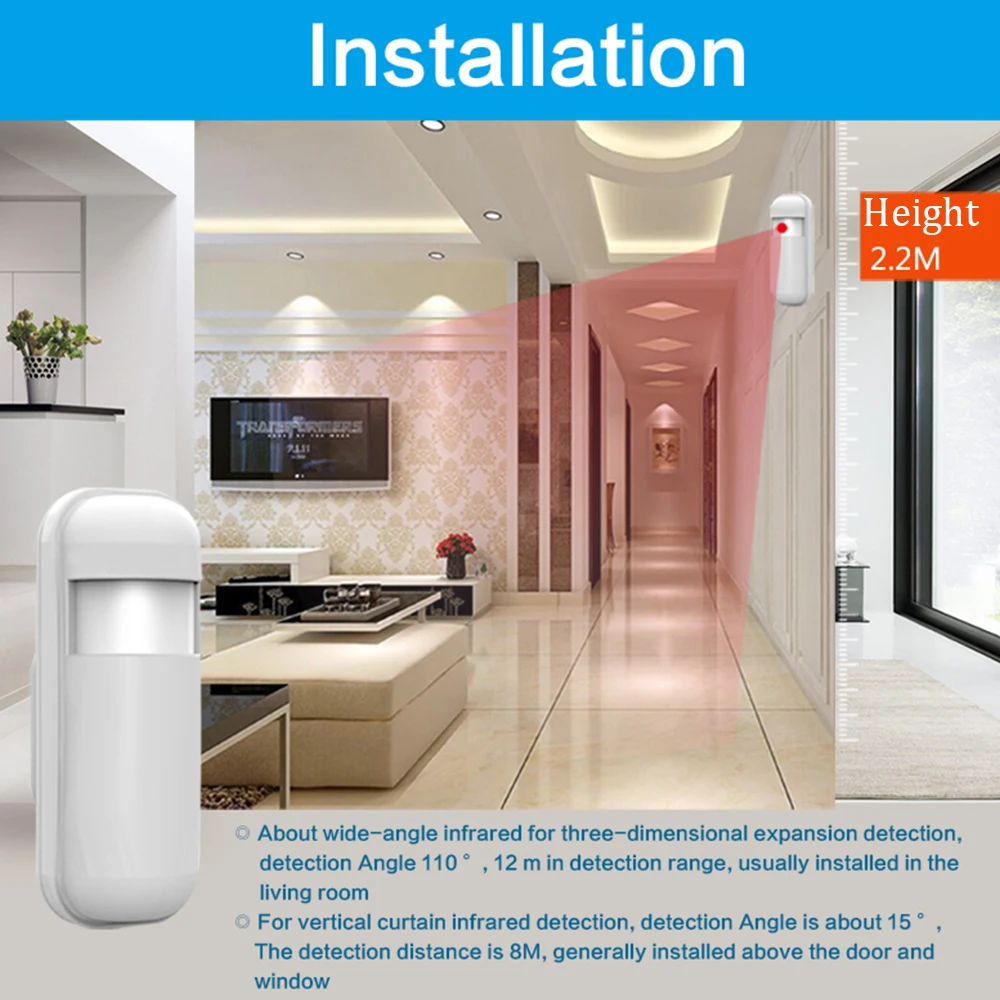 YUPA Wireless 433MHz EV1527 Infrared PIR Sensor High Quality Motion Detector for PG-103 105 106 107 Home Security Alarm system