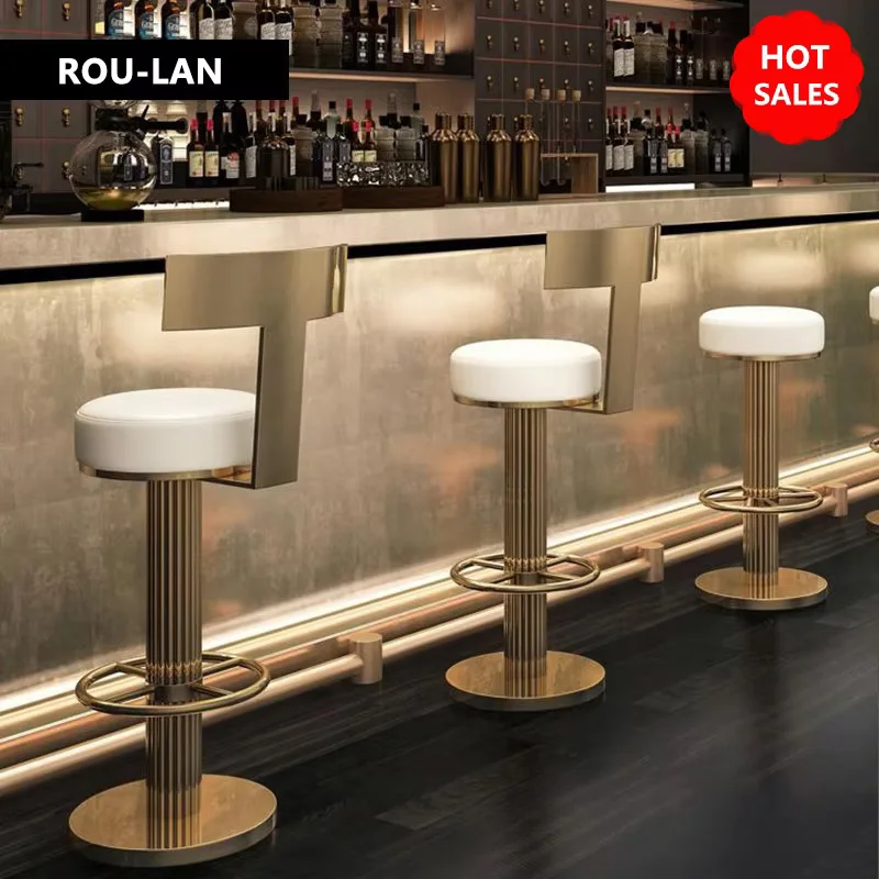 Bar Stools Height Adjustable Swivel Bar Chair Stainess Steel Kitchen Counter Golder Stools Dining Desk High Chairs