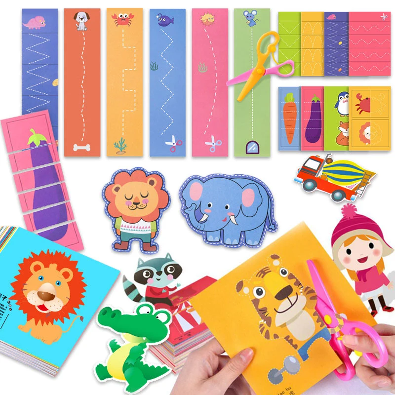 49–91 Stück Lernen Sie Scherenfähigkeiten, geschnittenes Papier, Bastelspielzeug, Sicherheitsschere, Vorschule, Schneiden, Übungsaktivitätsbuch, Kleinkinder, Kinder, Geschenke