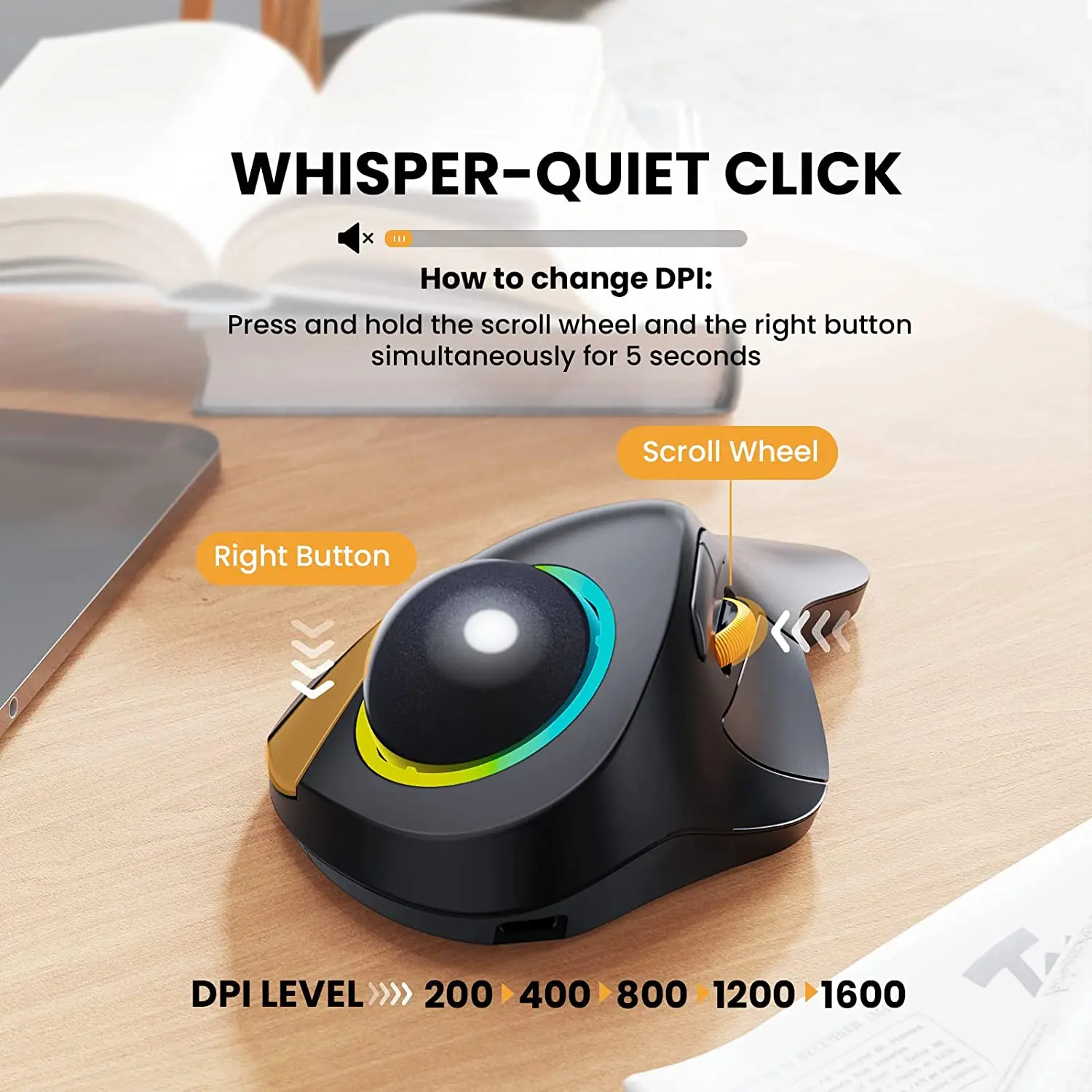 Proto arc Wireless Zeigefinger Trackball Maus wiederauf ladbare RGB Rollerball BT 2,4g Mäuse für Computer Laptop 3 Geräte verbindung