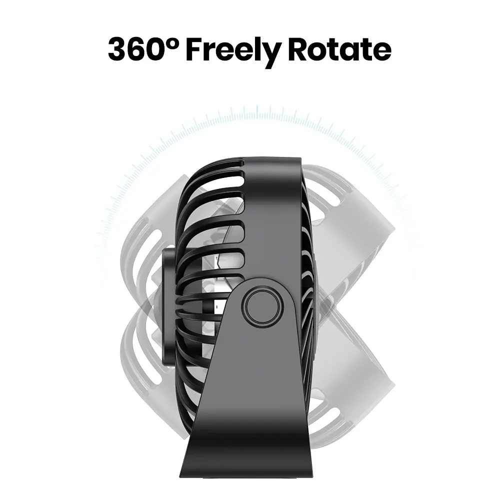 TOPK Mini ventilatore portatile USB da 4 pollici per campeggio, ventilatore personale da tavolo silenzioso a 3 velocità, 360 ° Regolazione dei ventilatori in piedi per la stanza di casa