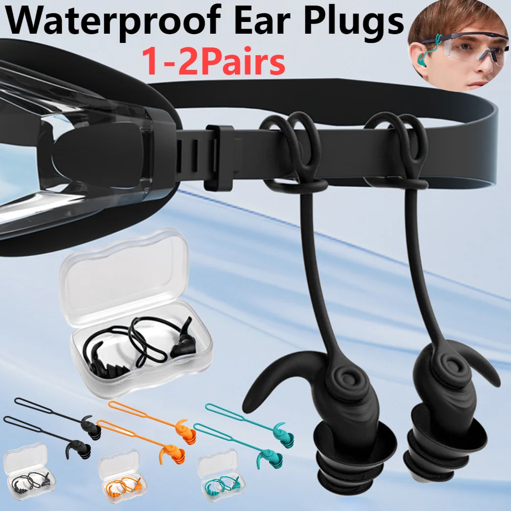 1 par de tapones para los oídos para nadar, accesorios de silicona impermeables y antiruido para piscina, tapones para los oídos para nadar, deportes acuáticos, tapones para los oídos para nadar