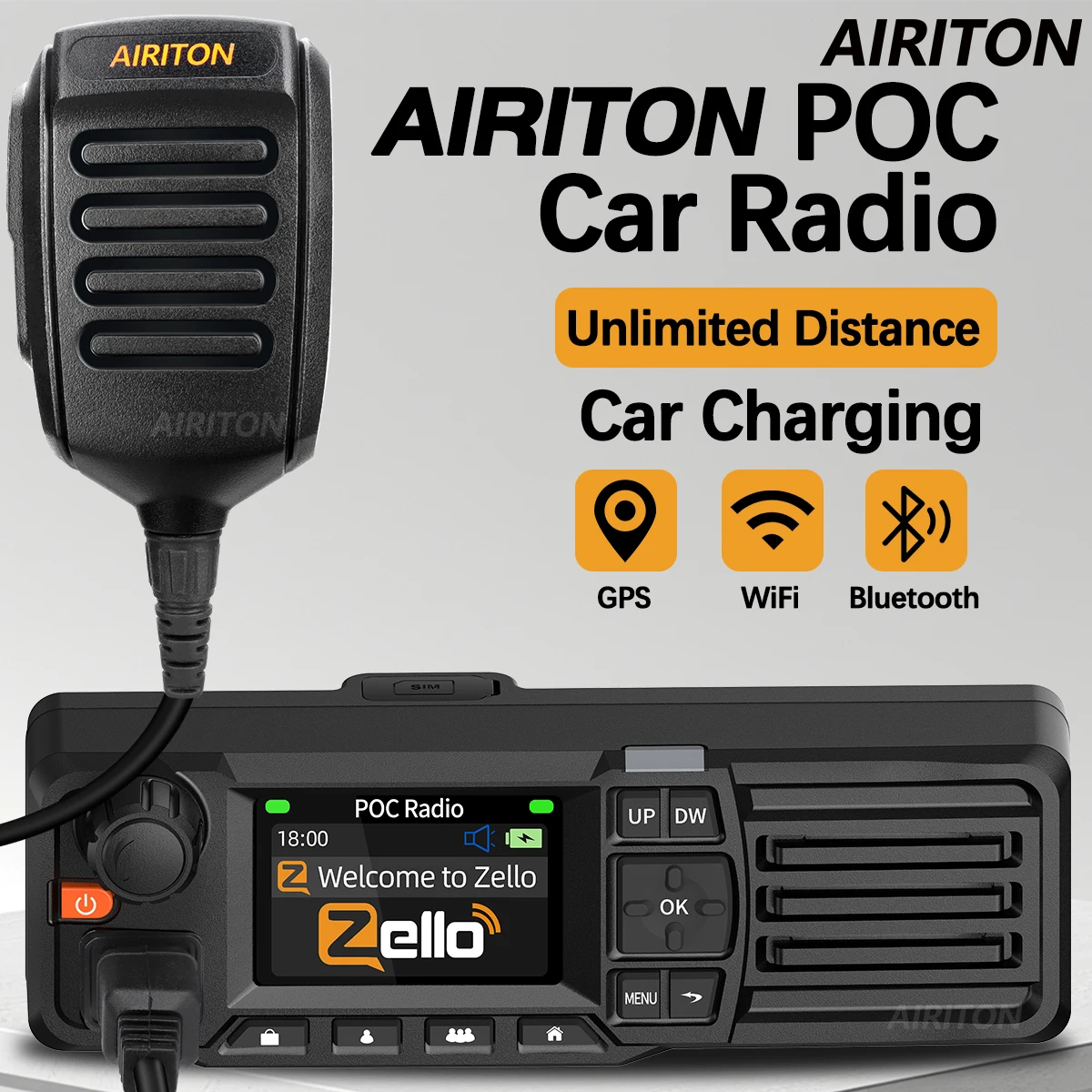 AIRITON AI-828 Mobile POC Autoradio Globales GPS Unbegrenztes Entfernungsnetzwerk Zello Walkie Talkie Bluetooth 2G 3G 4G Android WIFI