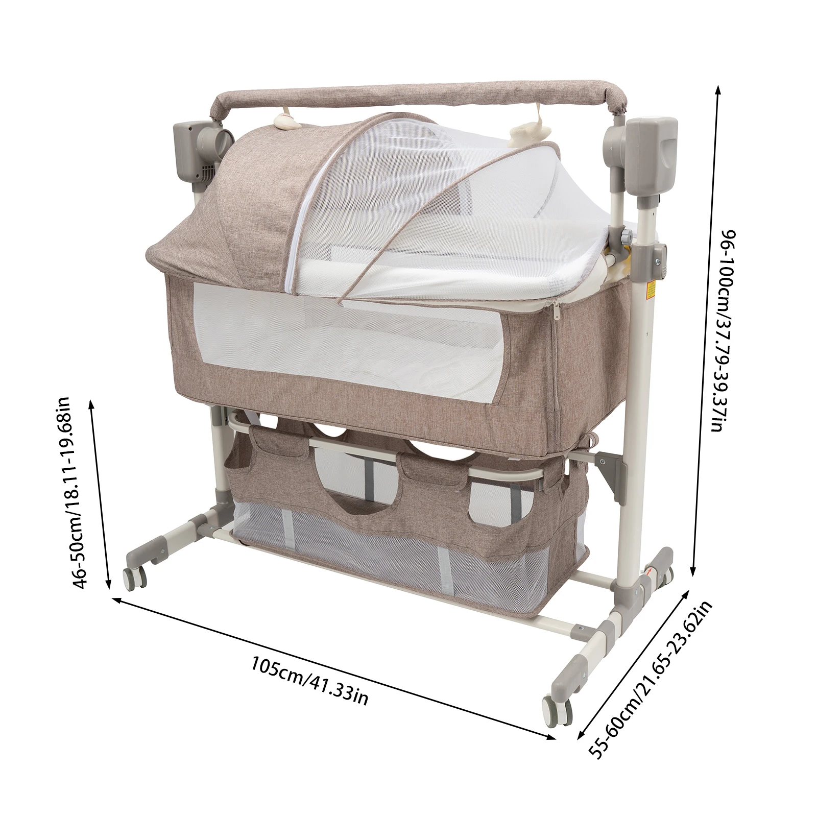 Smart Baby Bassinet Bedside Sleeper Music Play Automatic Cradle with Timing Function & 5-Speed