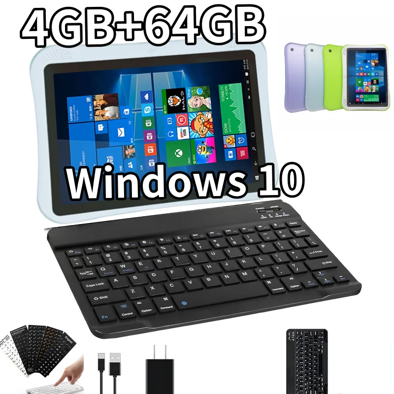Sistema de 64 bits de 10.1 polegadas q1 4gb ddr ram 64gb rom windows 10 tablet pc ips hdmi-compatível câmera dupla 8000 mah bateria